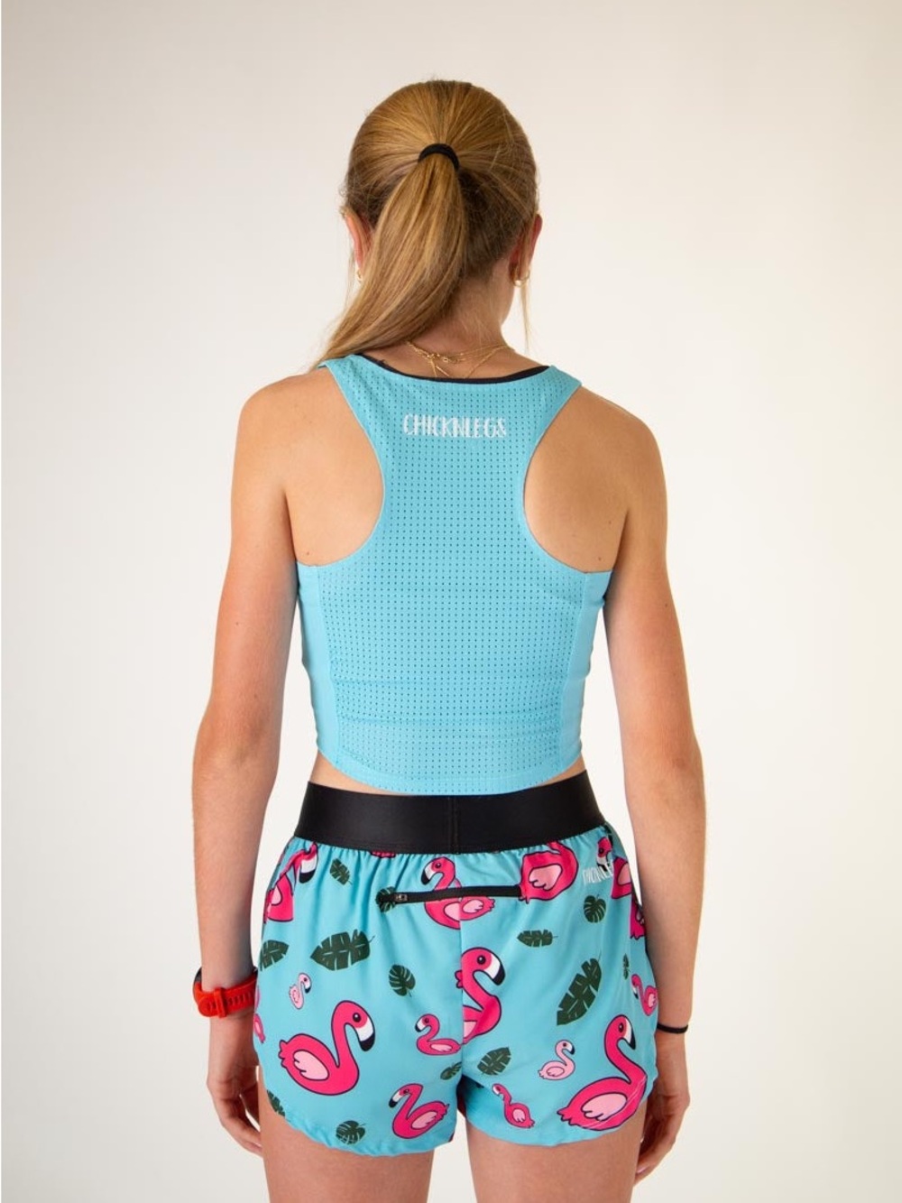 Chicknlegs Sky Blue PWR Crop Top XS NWOT - Picture 2 of 7